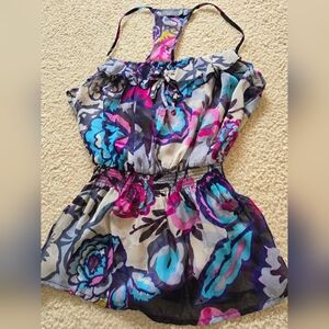 🌈Y2K Costa Blanca Collection Smock Waist Sheer Spaghetti Strap Blouse